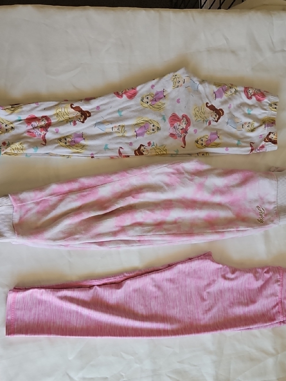 Juicy Couture Kids Pink Disney Princess & Tie-Dye Pajama Bottoms Trio
